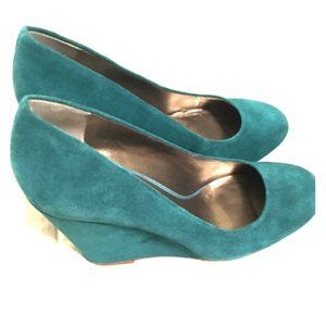Loft Green suede wedge heels